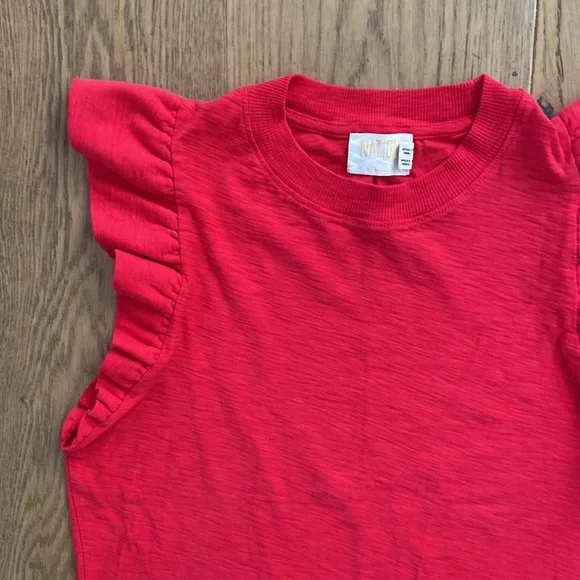 Nation LTD Red Ruffle Sleeve Tank Top - Picture 9 of 11